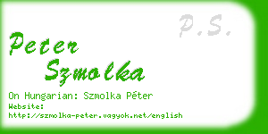 peter szmolka business card